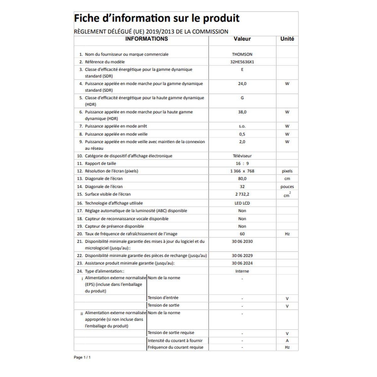 THOMSON 32HE5636 TV LED HD 80 cm Smart TV
