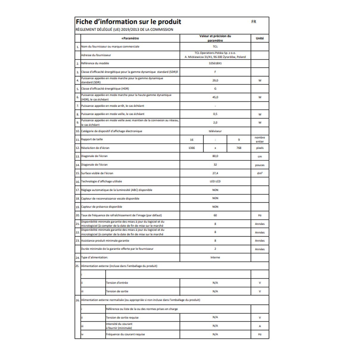 TCL 32S618 TV LED HD 