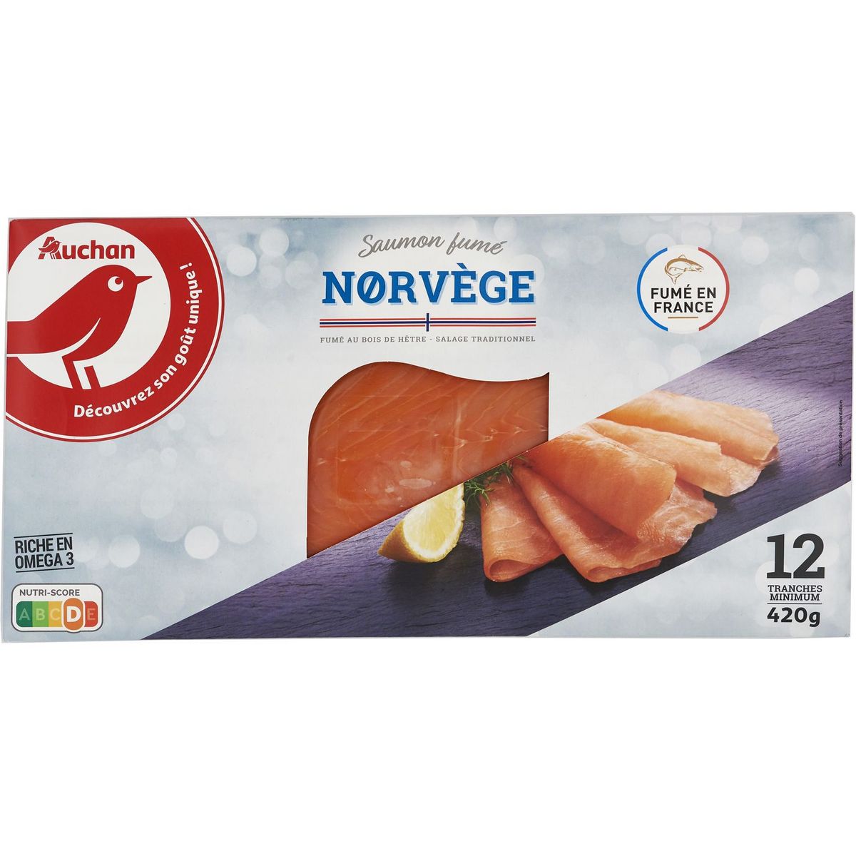 AUCHAN Saumon fumé de Norvège 12 tranches 420g
