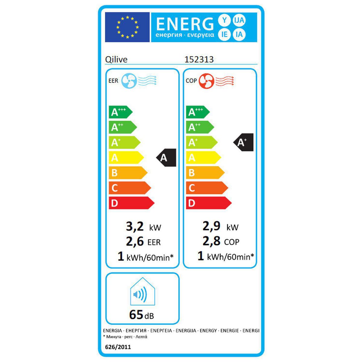 QILIVE Climatiseur mobile réversible 2-en-1 chauffant 152313 - Blanc