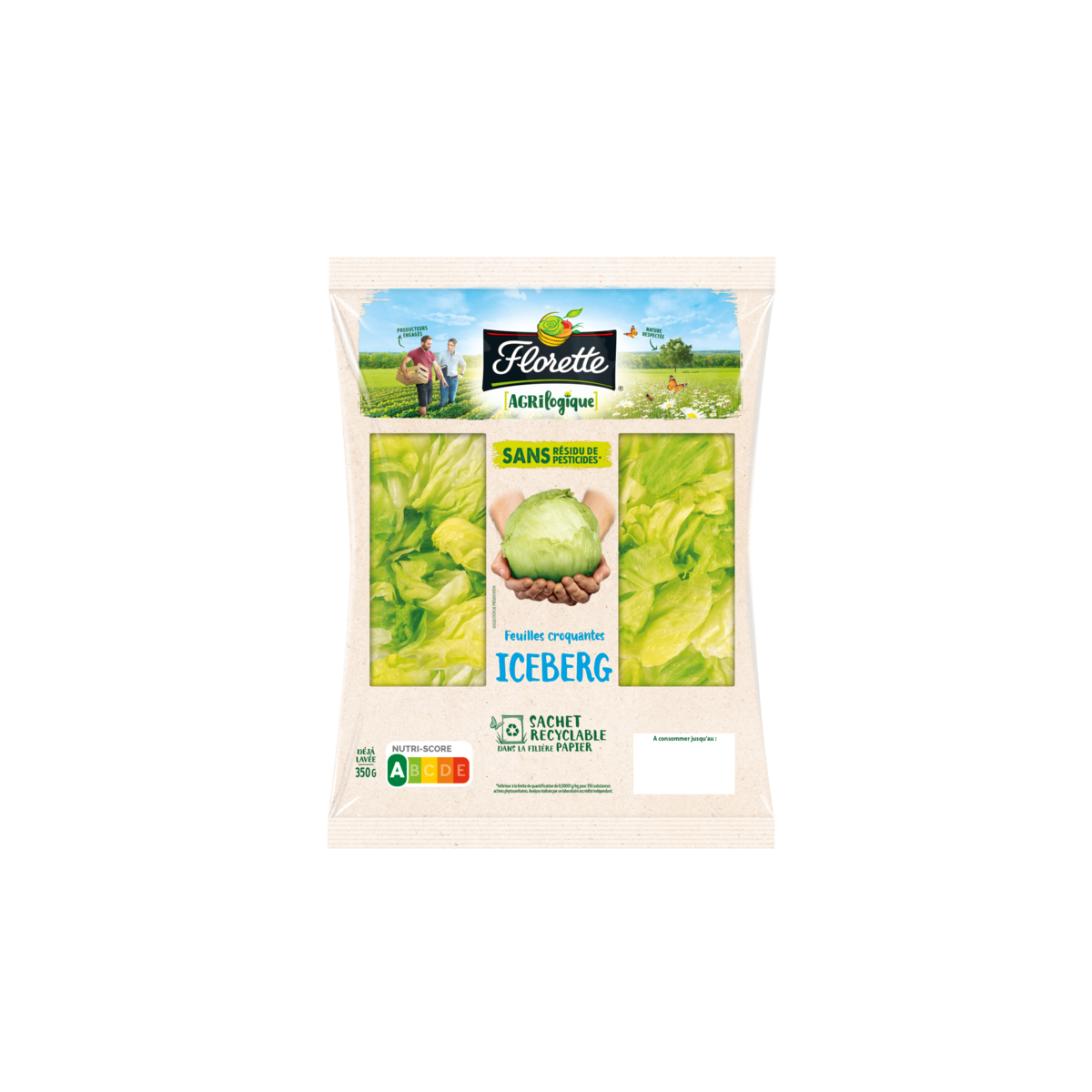 FLORETTE Agrilogique laitue iceberg sans résidu de pesticides 350g