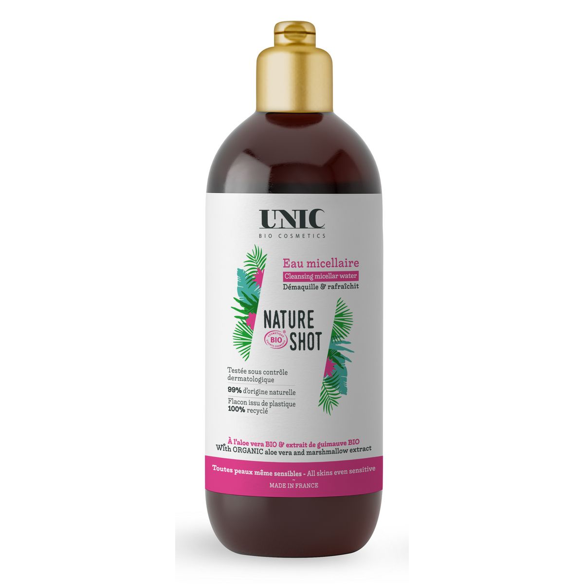 UNIC NATURE SHOT Eau micellaire bio aloe vera 500ml
