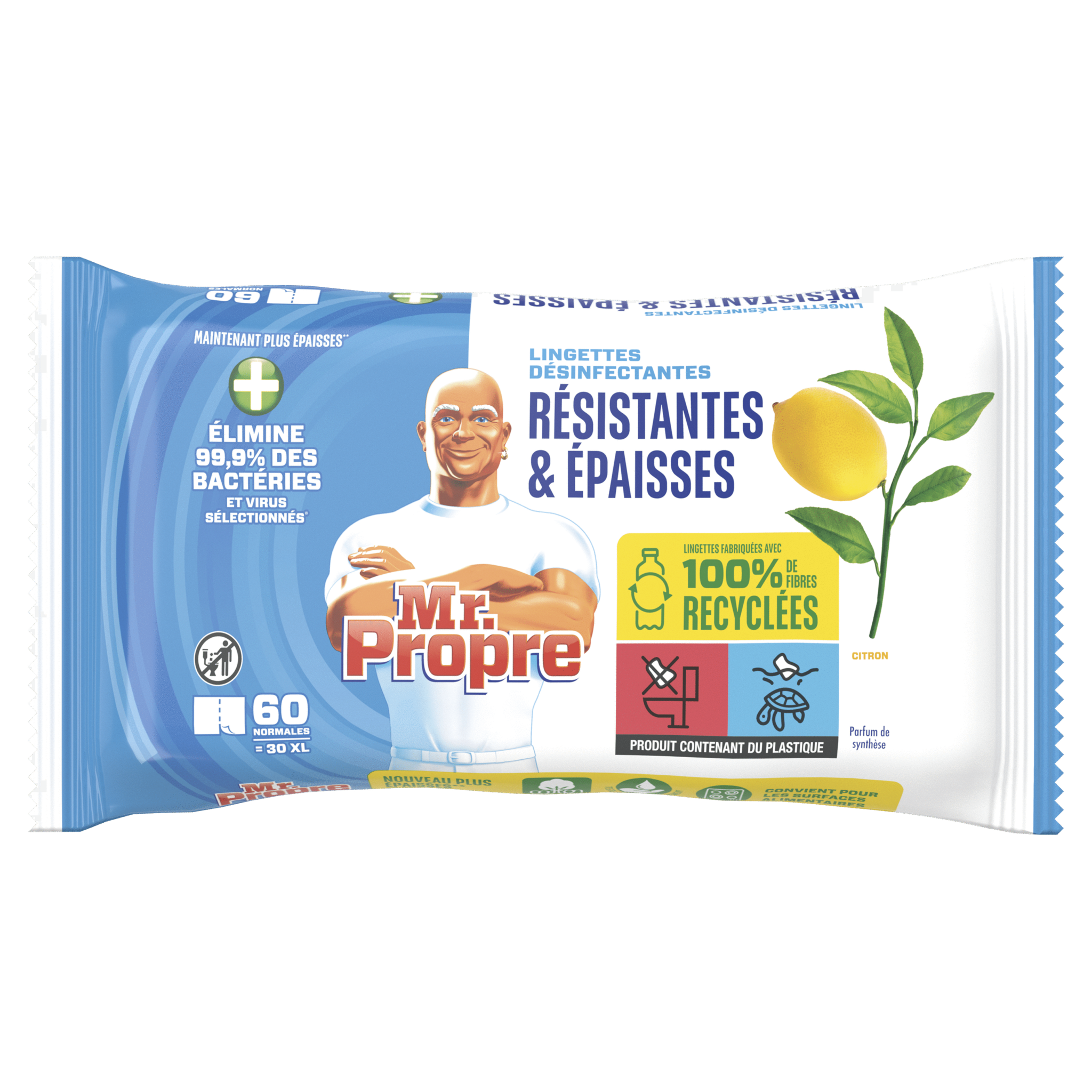 Lot De 4 Sachets De Lingettes Nettoyantes Compostables Soleil De Corse St Marc - 80 Lingettes Par Sachet - Désinfecte 99,9% Des Bactéries - 2