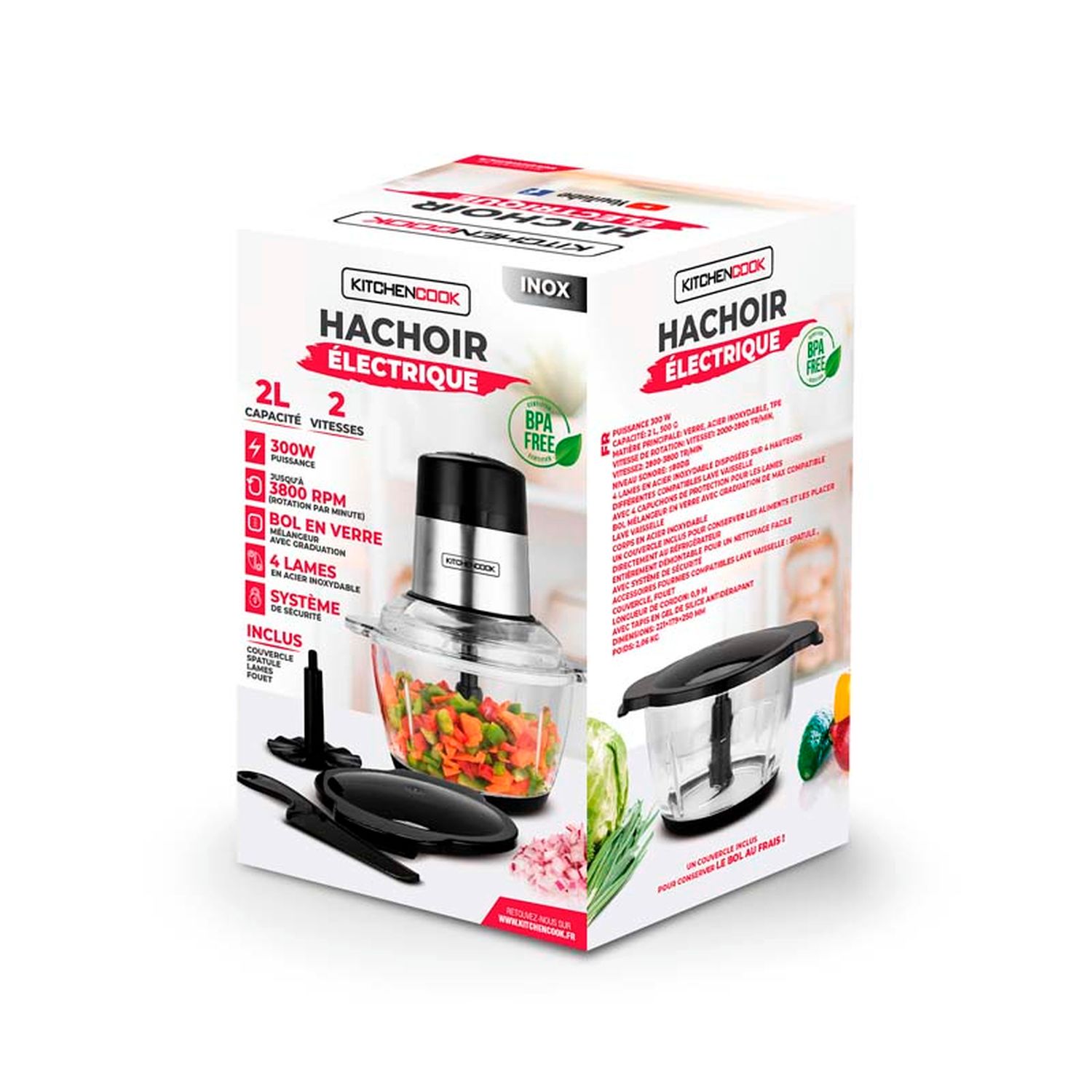 Voir la diapositive 6 : KITCHENCOOK Hachoir électrique MIXPOD2000 - Noir