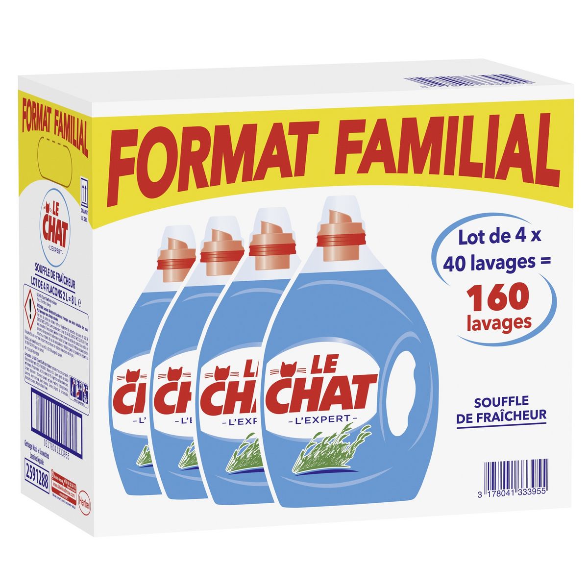 LE CHAT Lessive liquide souffle de fraîcheur 160 lavages 4x2l