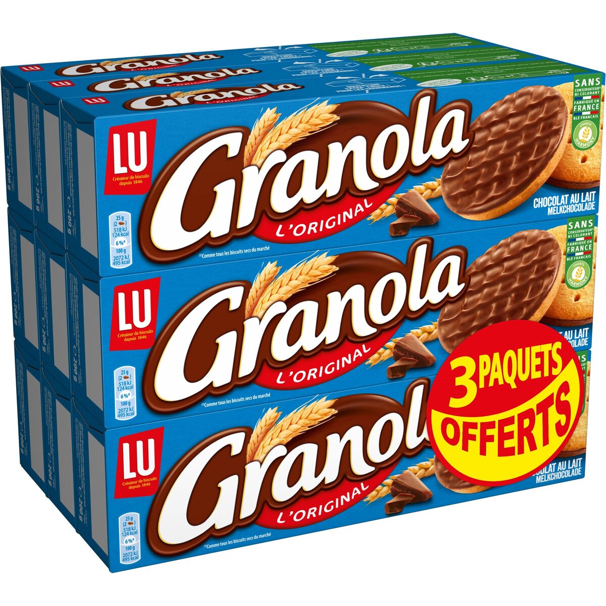 GRANOLA Biscuits au chocolat au lait 6x200g + 3 offerts
