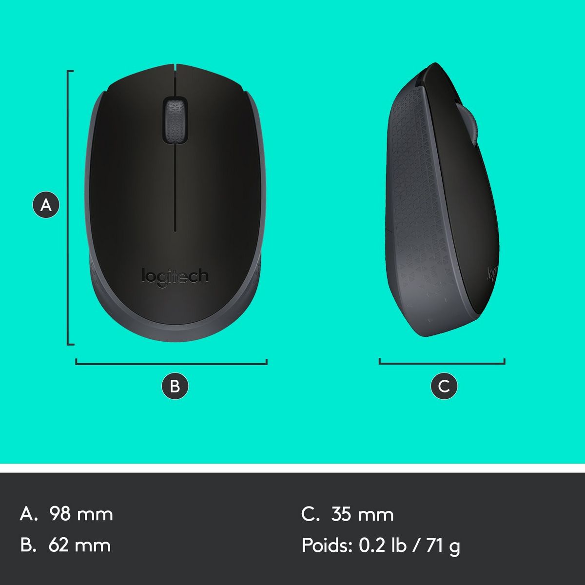 LOGITECH Souris sans Fil M171 Optique Noire