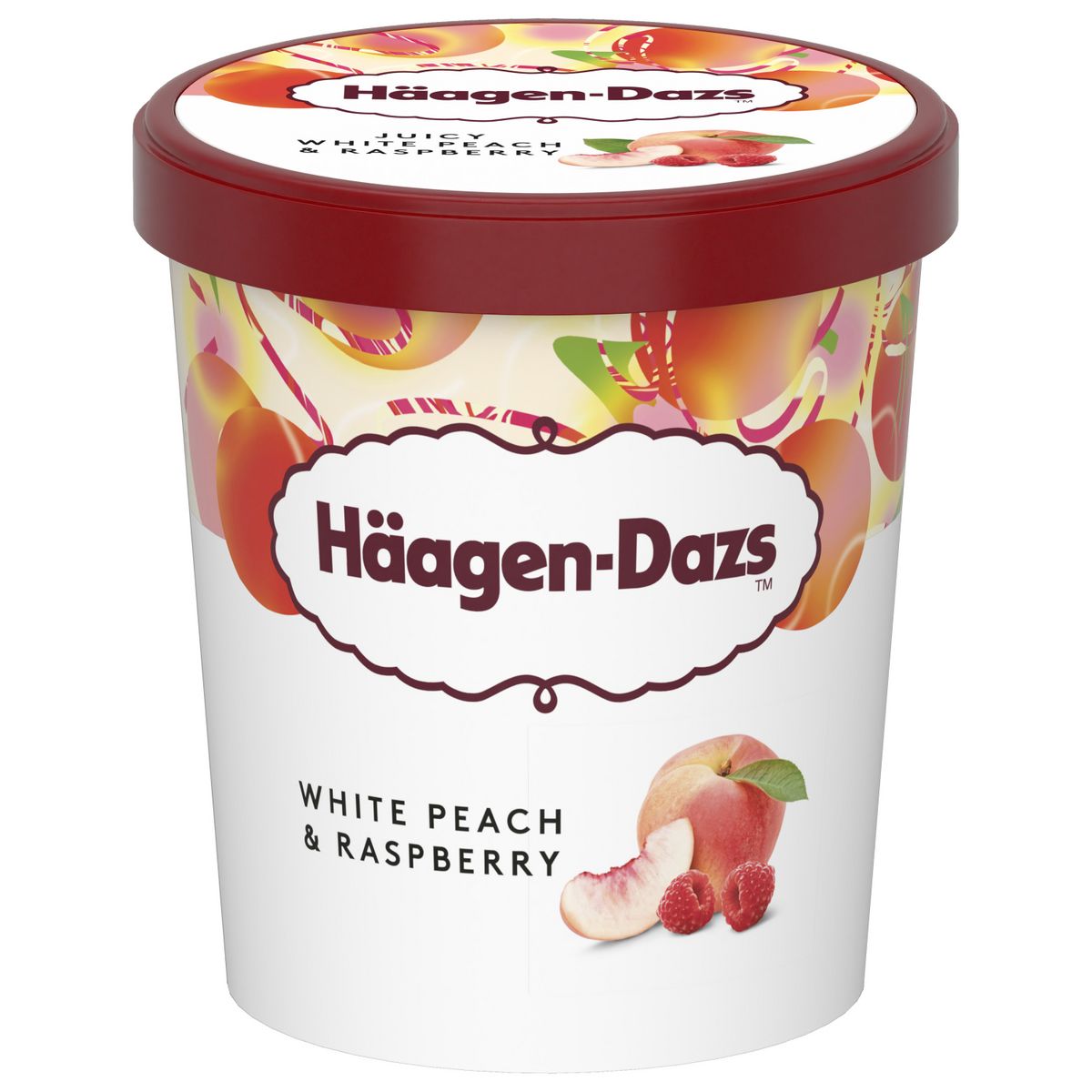 HAAGEN DAZS Pot de crème glacée à la pêche blanche et sauce framboise 400g