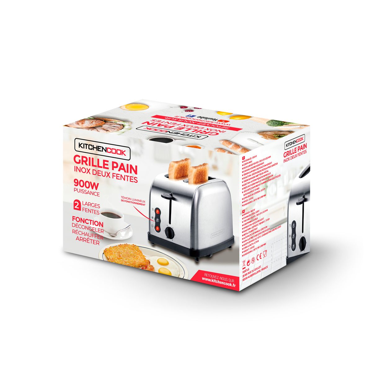 Voir la diapositive 7 : KITCHENCOOK Grille pain Family Toast - Inox