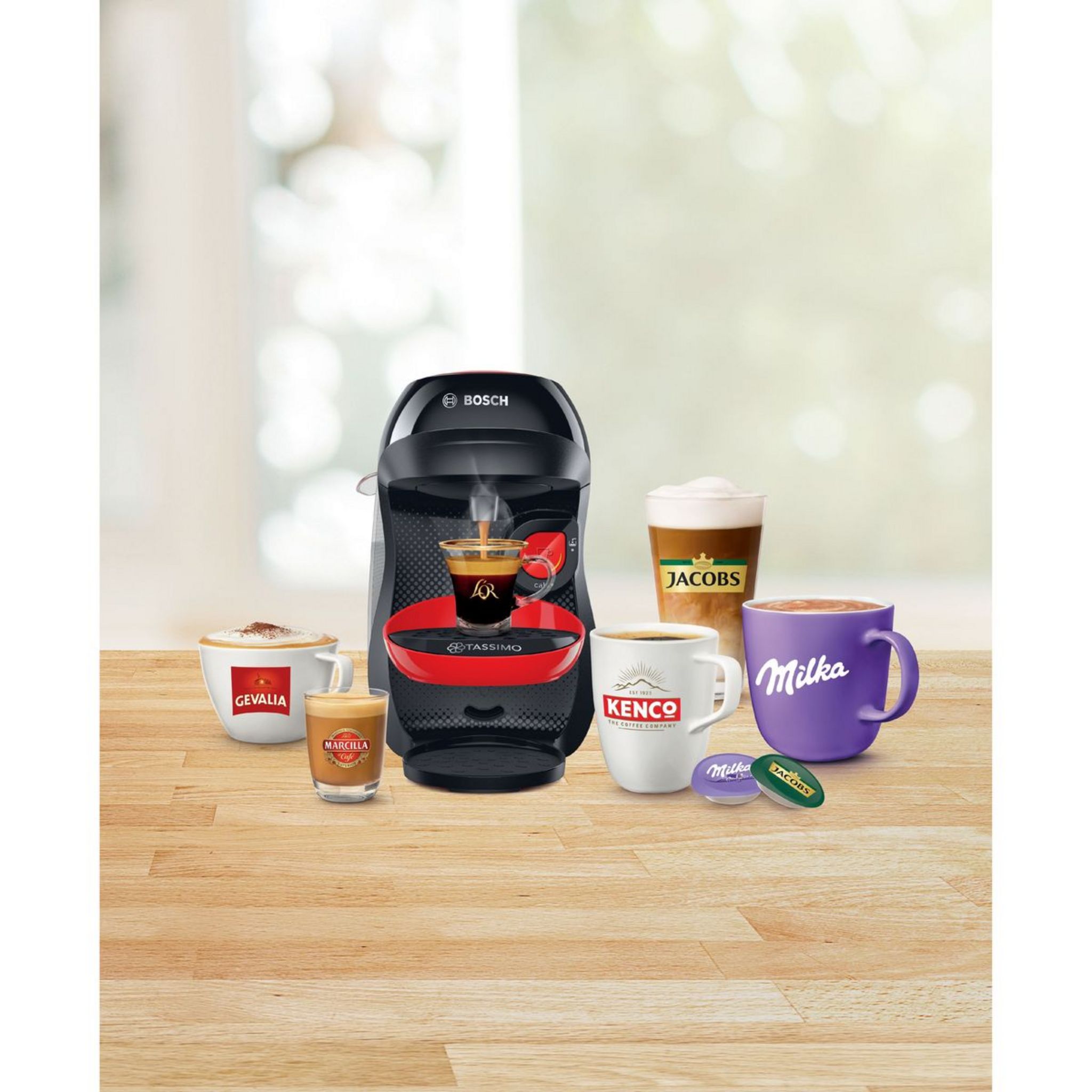 Voir la diapositive 3 : BOSCH Cafetière à dosette Tassimo HAPPY TAS1003C6 RGE - Rouge/Noir