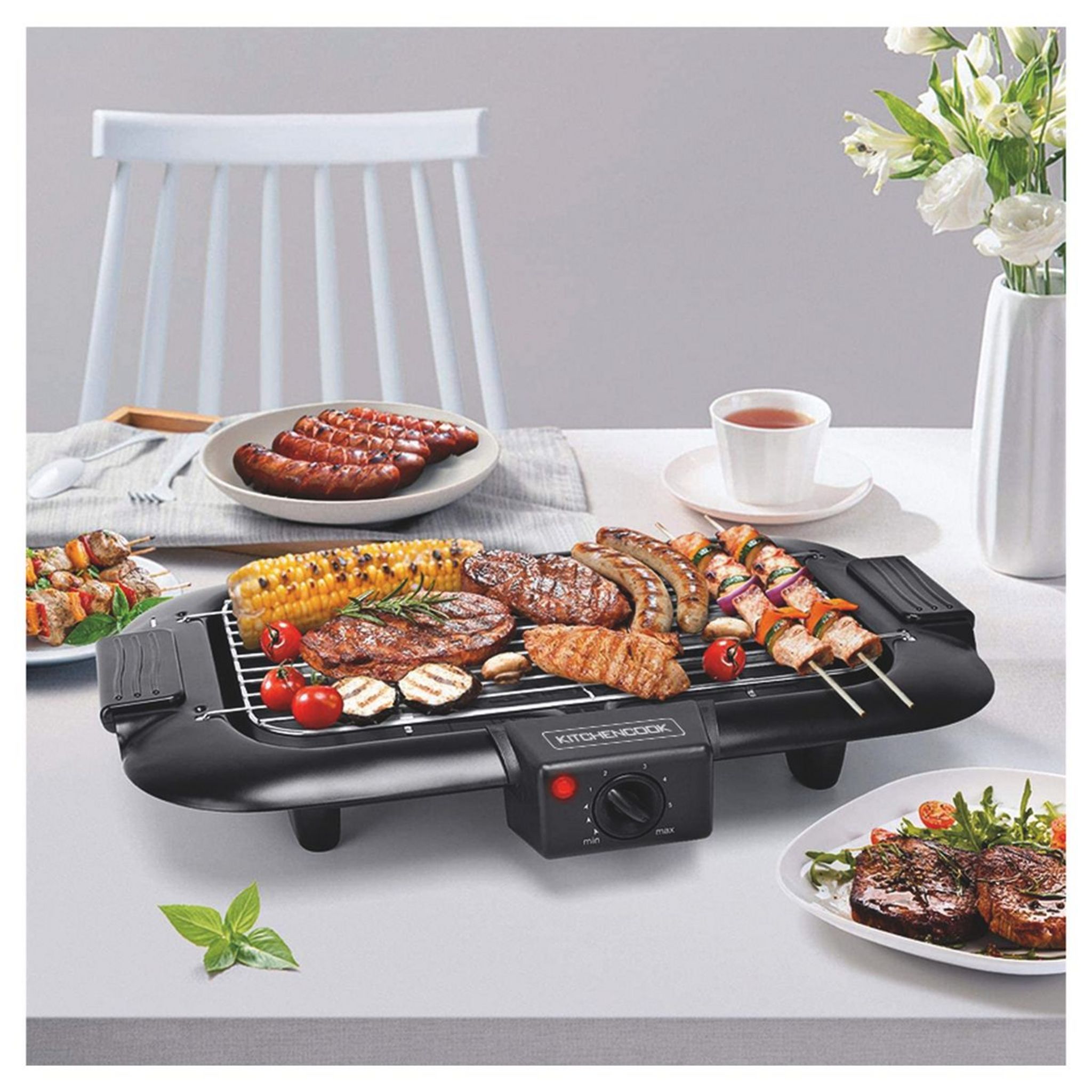 Voir la diapositive 2 : KITCHENCOOK Barbecue électrique XBBQ36 24M - Noir