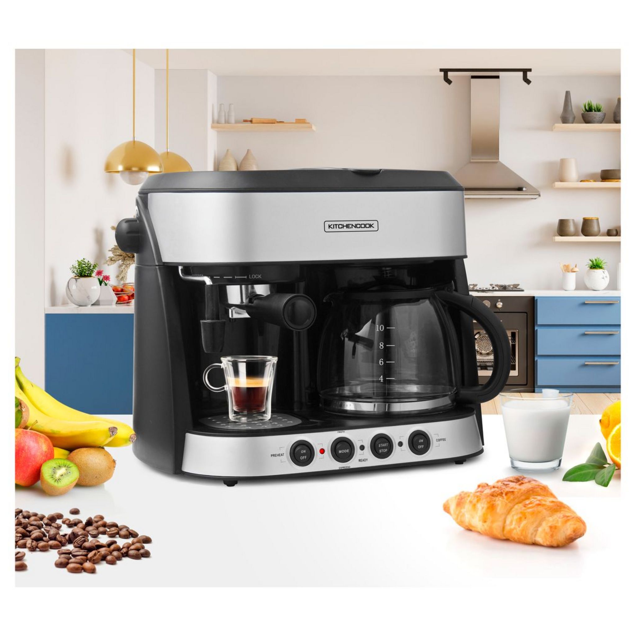 Voir la diapositive 5 : KITCHENCOOK Machine à café combinée 3 en 1 SAO PAULO - Noir
