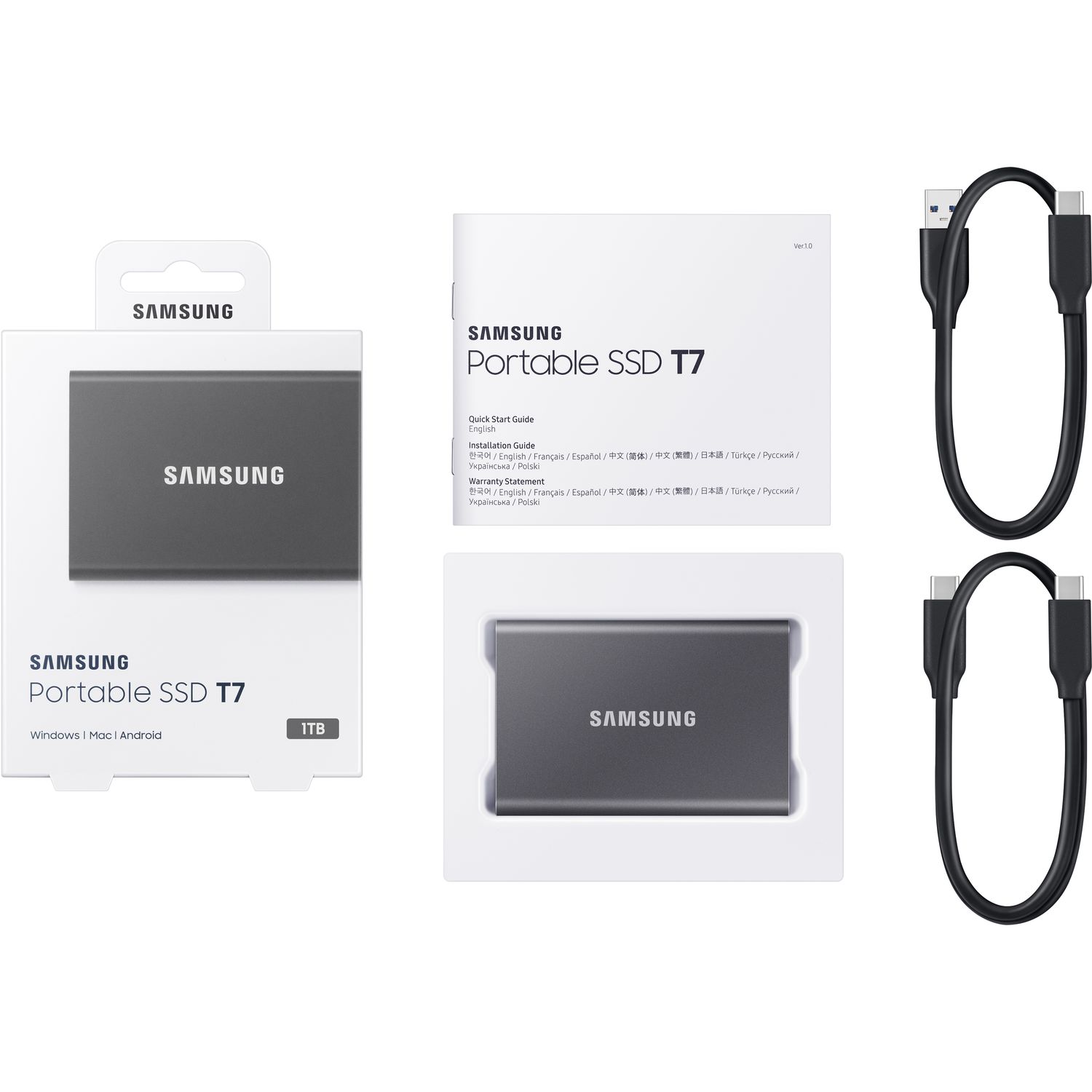 Voir la diapositive 2 : SAMSUNG Disque dur SSD Ext T7 1TO GR 3.2 - Gris
