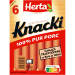 HERTA Knacki 100% pur porc fumage traditionnel au bois de hêtre 6 pièces 210g