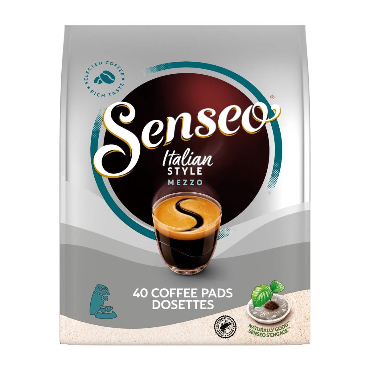 SENSEO Dosettes de café compostables italian style mezzo 40 dosettes 277g