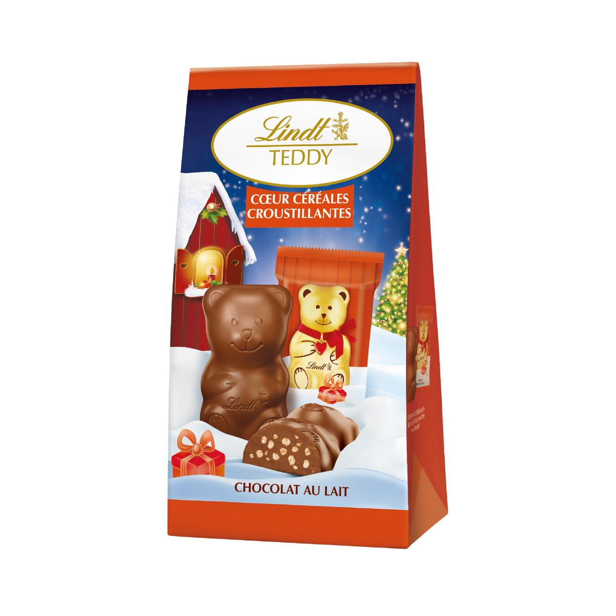 LINDT Teddy bouchées de chocolat au lait coeur de céréales croustillantes 130g