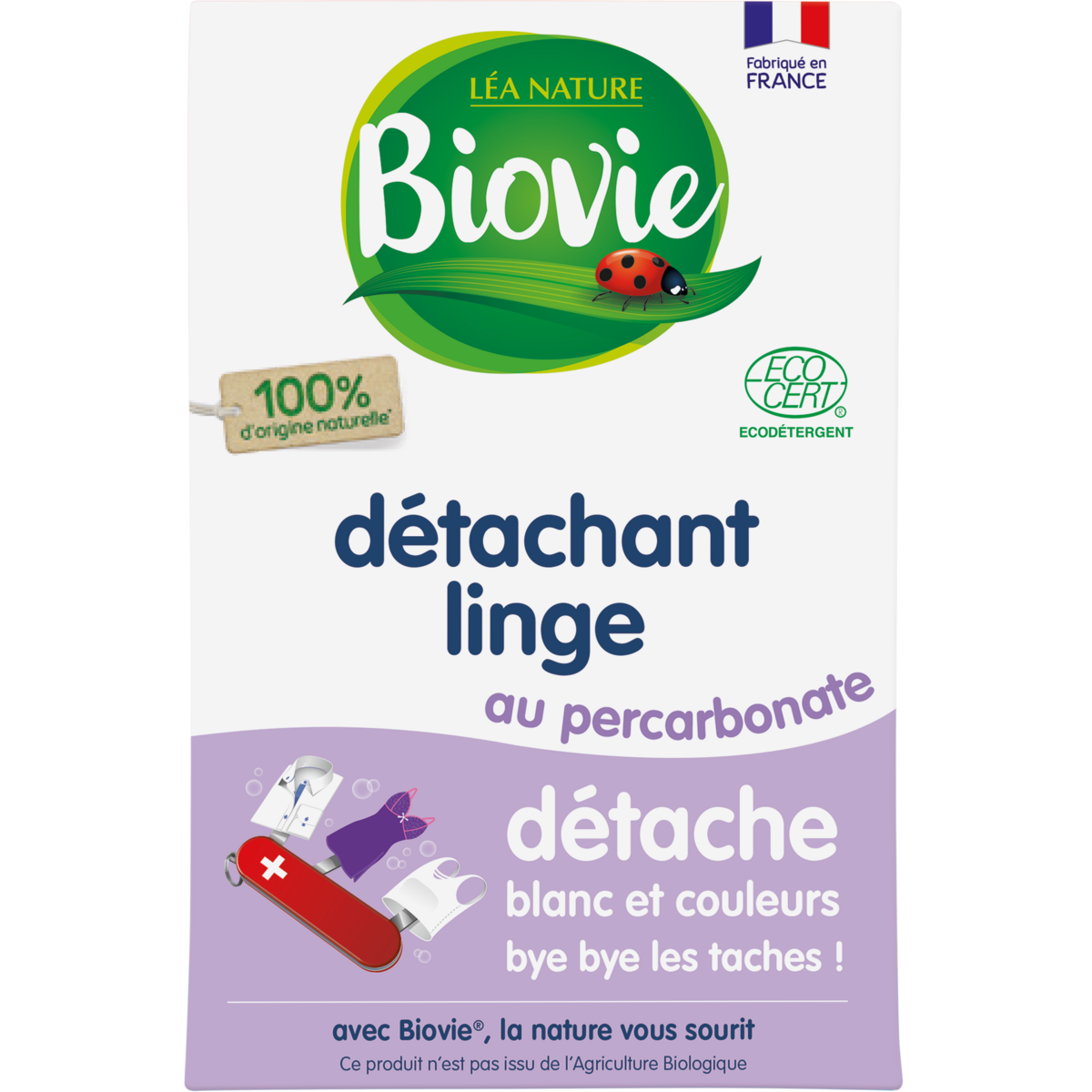 BIOVIE Détachant linge au percarbonate blanc et couleur 350g