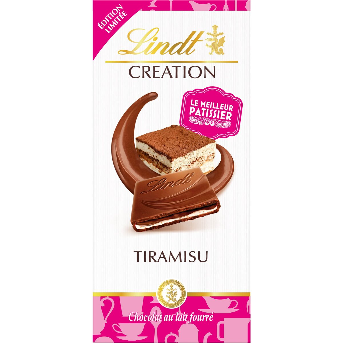 LINDT Création tablette de chocolat au lait fourré tiramisu 1 pièce 150g