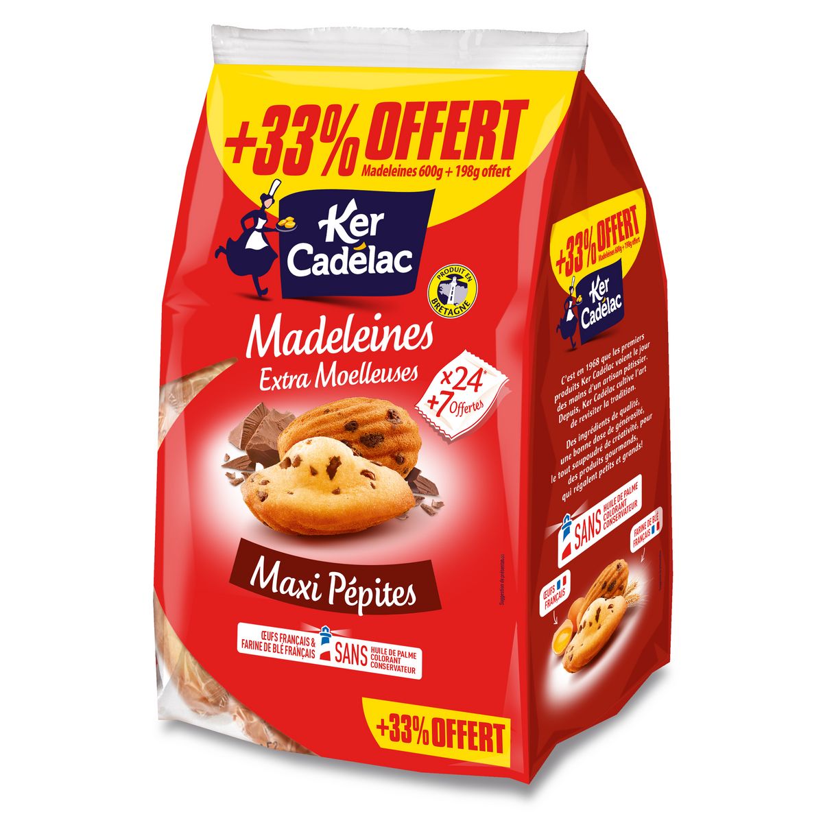 KER CADELAC Madeleines extra moelleuses 24+7 offertes 600g