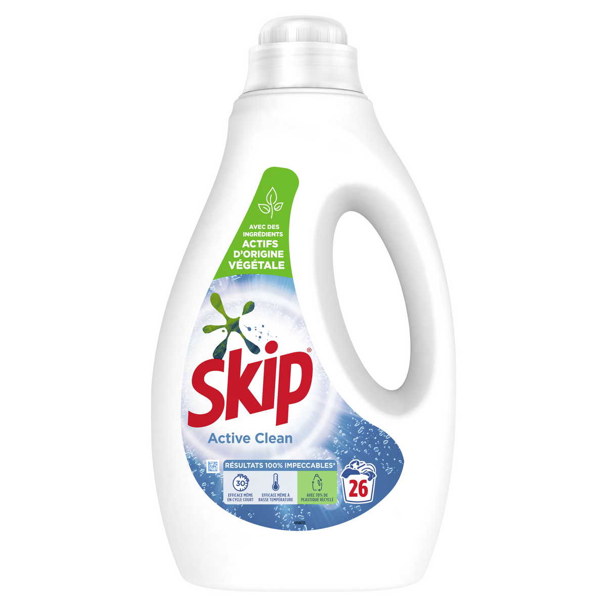 Lessive liquide active clean SKIP, flacon de 1,17 litres, 26 lavages -  Super U, Hyper U, U Express 