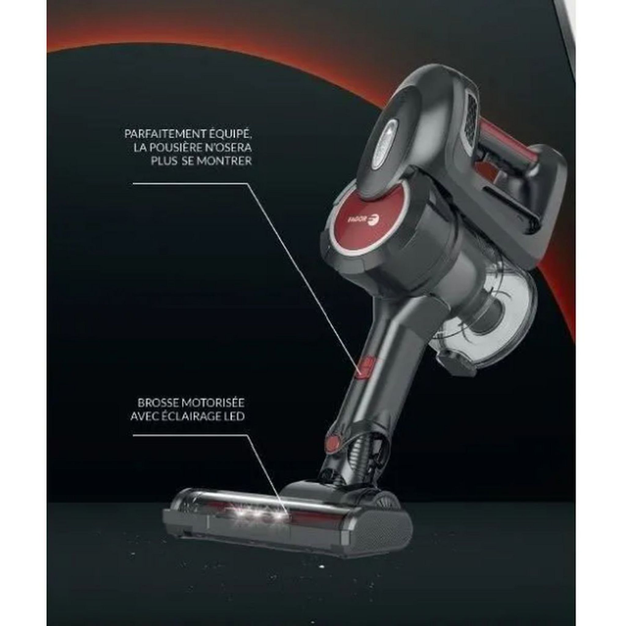 Voir la diapositive 2 : FAGOR Aspirateur balai FG238 - Rouge