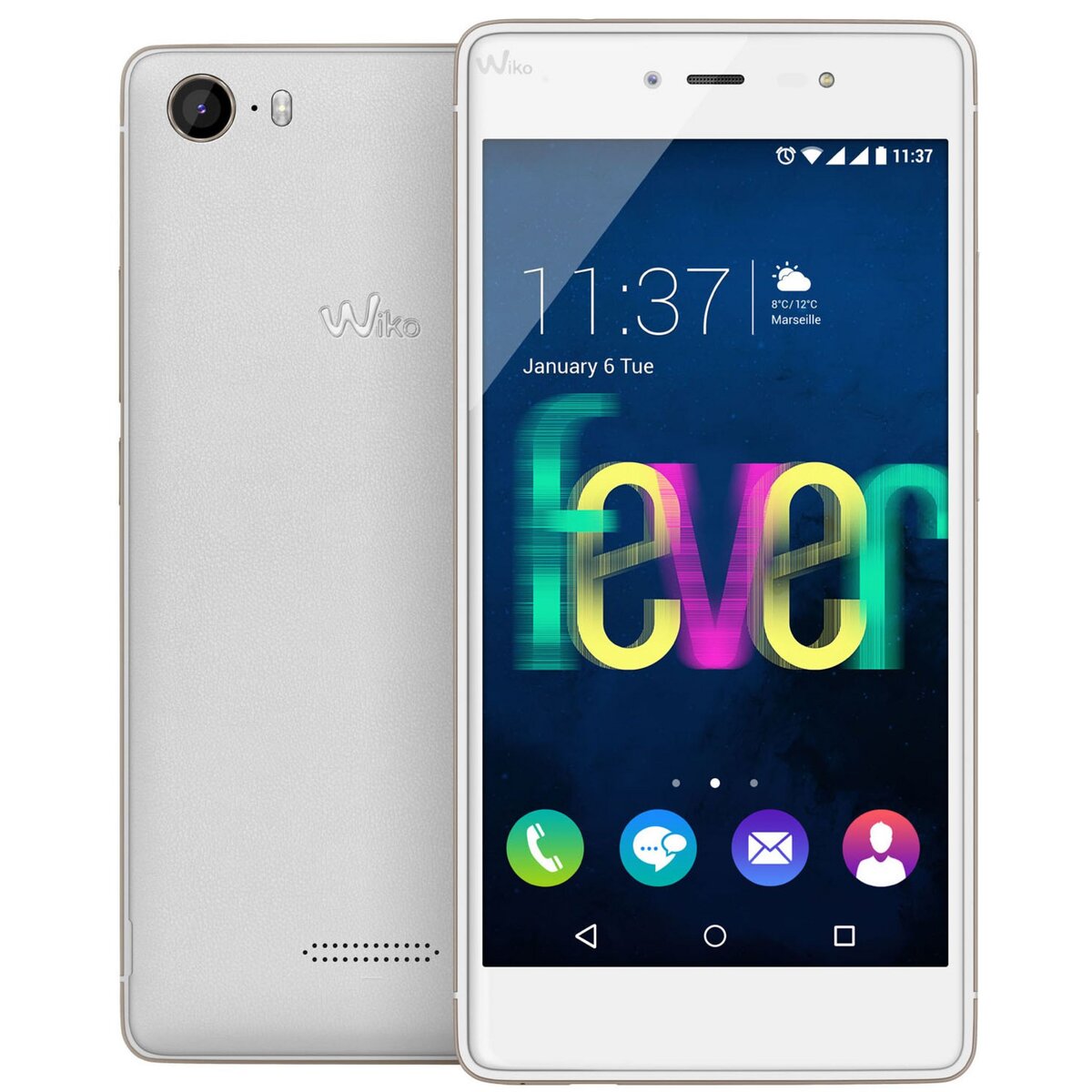 WIKO Smartphone Fever Blanc & Or
