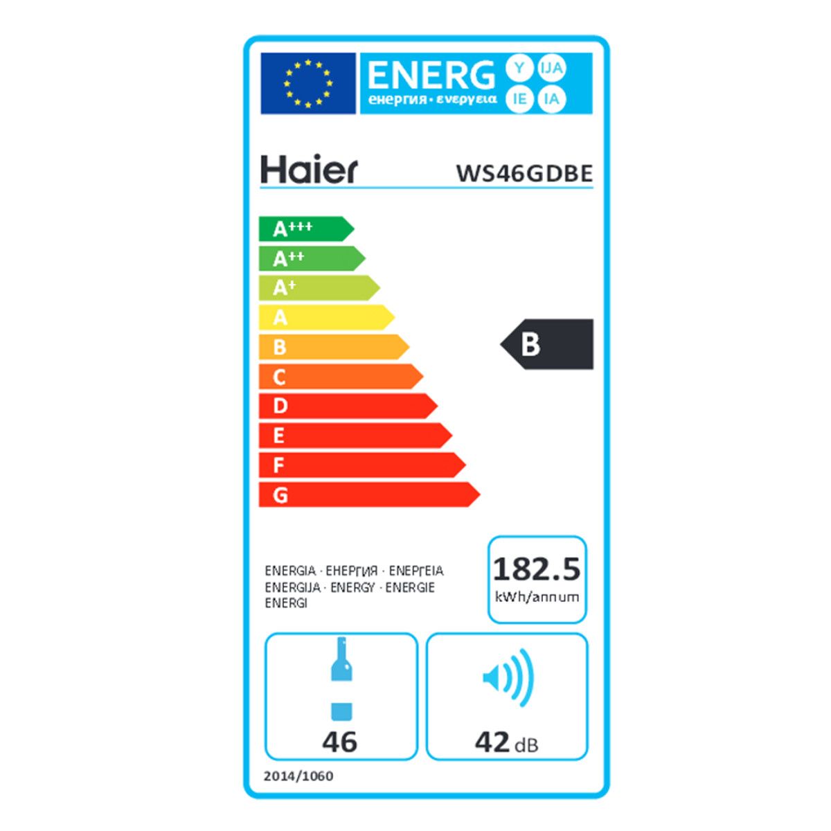 HAIER Cave à vin de conservation WS46GDBE, 46 Bouteilles, 42 dB, Porte Vitrée