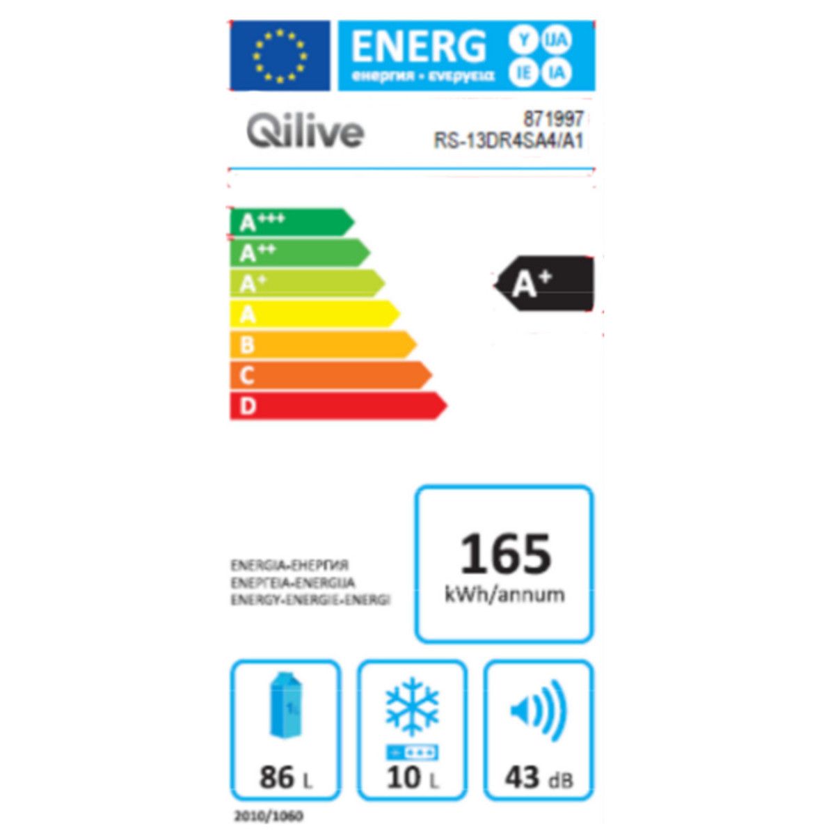 QILIVE Réfrigérateur table top 871997, 86 L, Froid statique