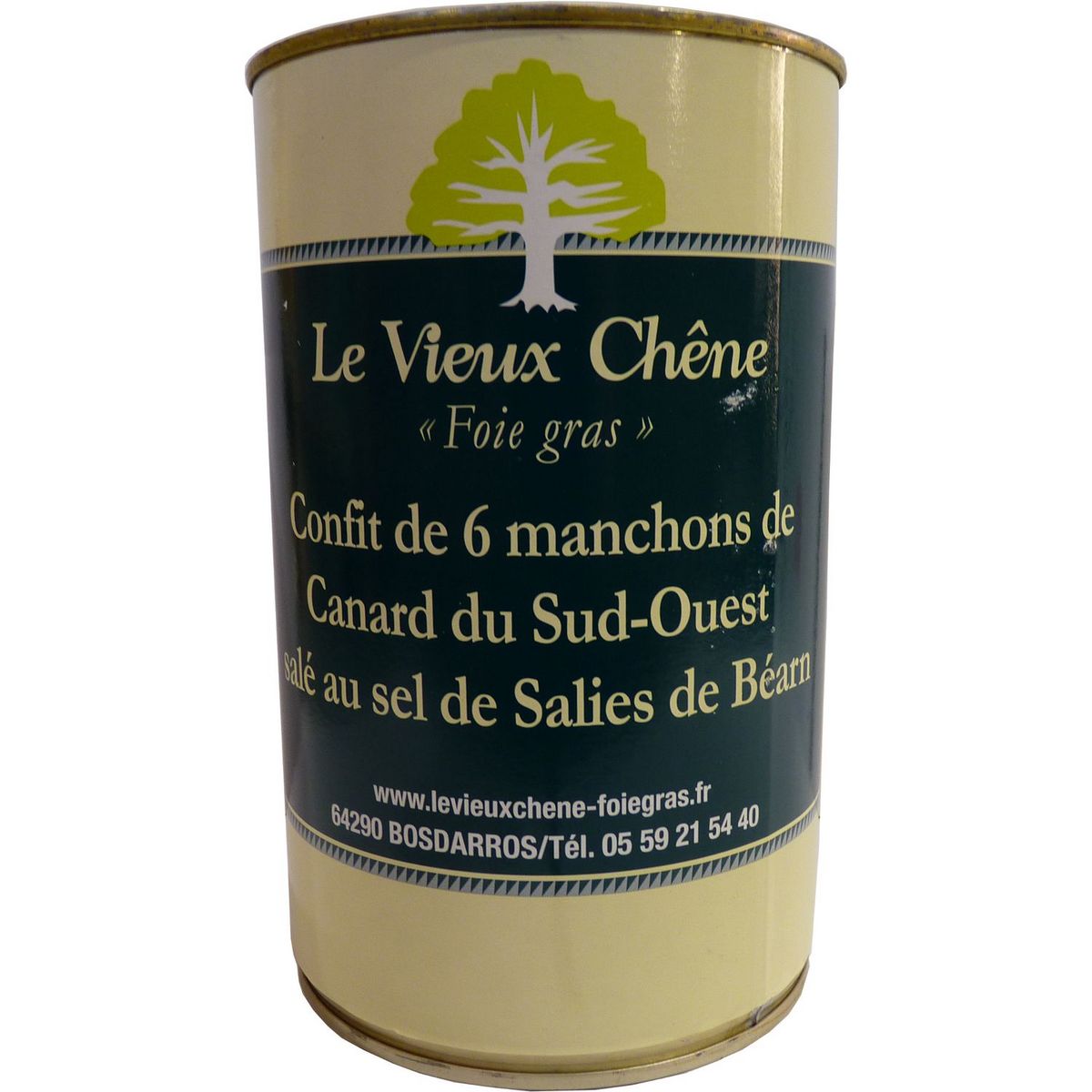 LE VIEUX CHÊNE Confit de manchons de canard du Sud-Ouest salé au sel de Salies de Béarn 6 manchons 1.08kg