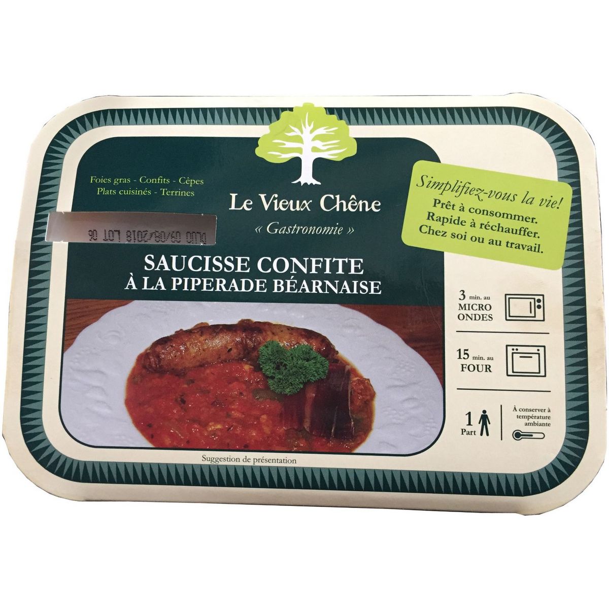 LE VIEUX CHÊNE Saucisse confite à la piperade béarnaise 1 portion 300g