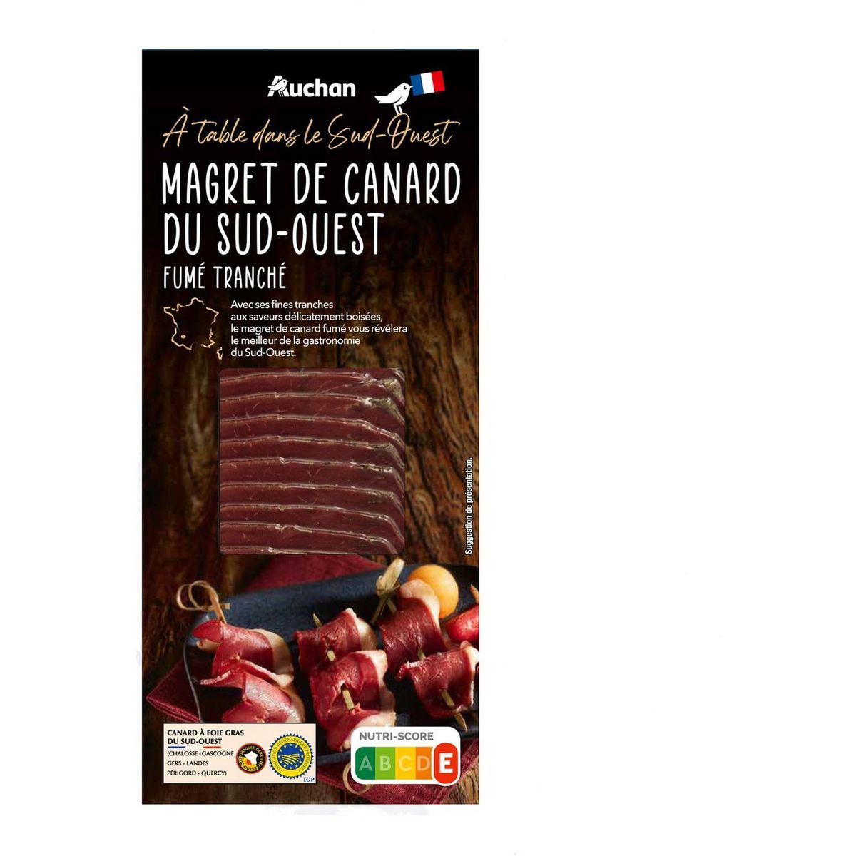 AUCHAN TERROIR Magret de canard du sud-ouest fumé 70g