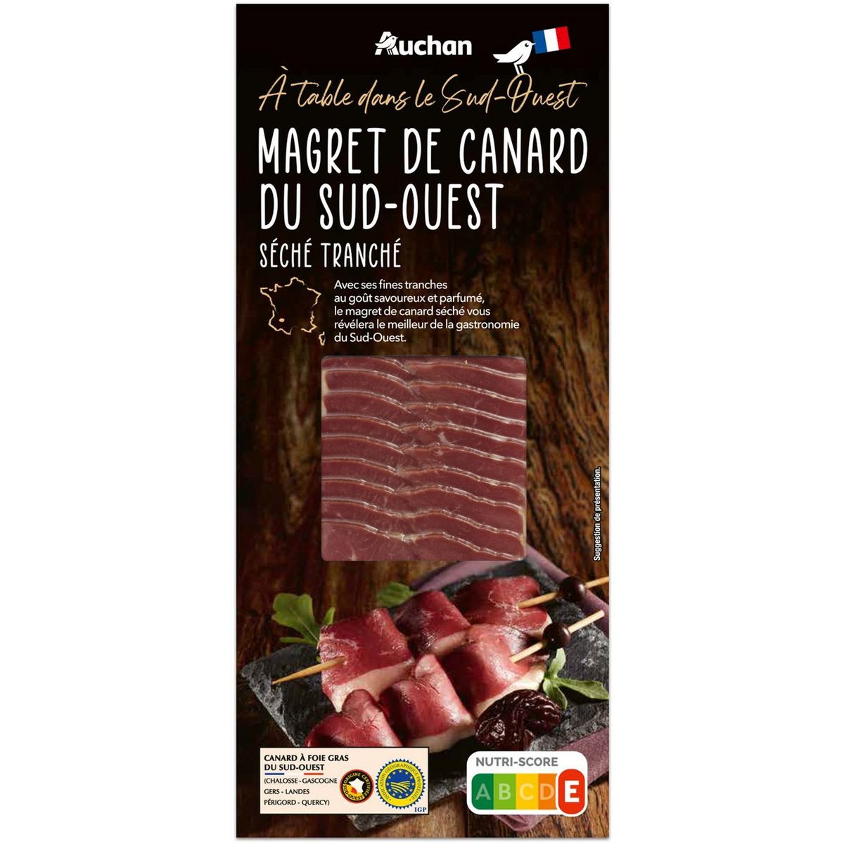 AUCHAN TERROIR Magret de canard du sud-ouest séché 70g