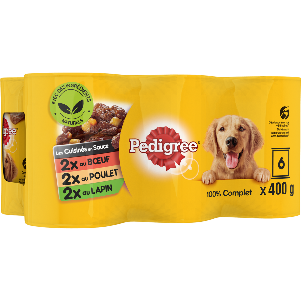 PEDIGREE Les cuisinés en sauce boîtes pâtée viande légume pour chien 6x400g
