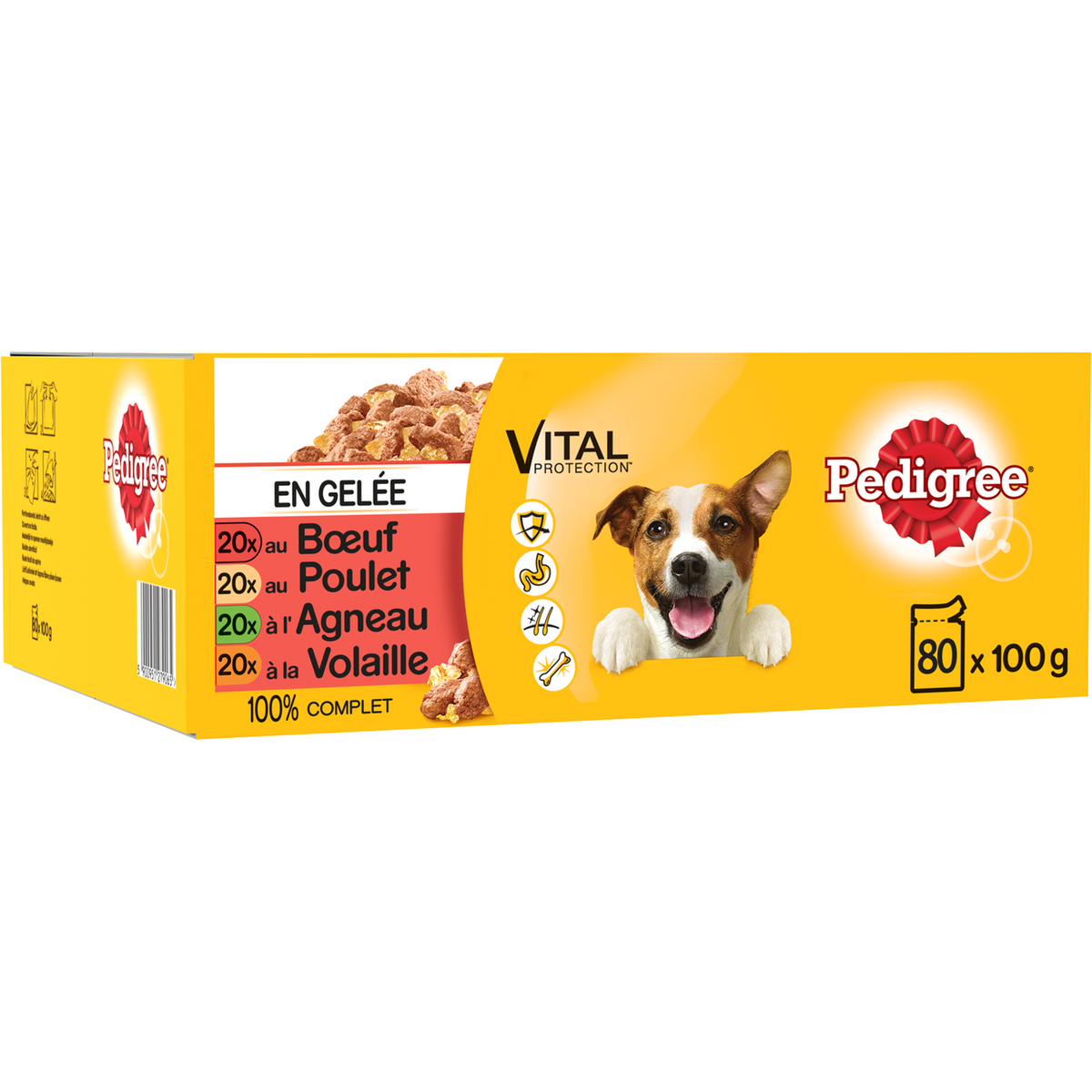 PEDIGREE Sachets repas pâtée en gelée viandes légumes pour chien 80x100g