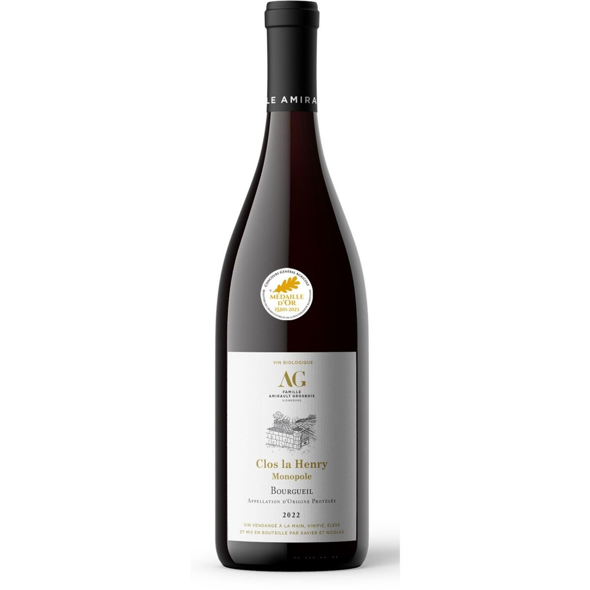 Vin rouge AOP Bourgueil Clos la henry 75cl