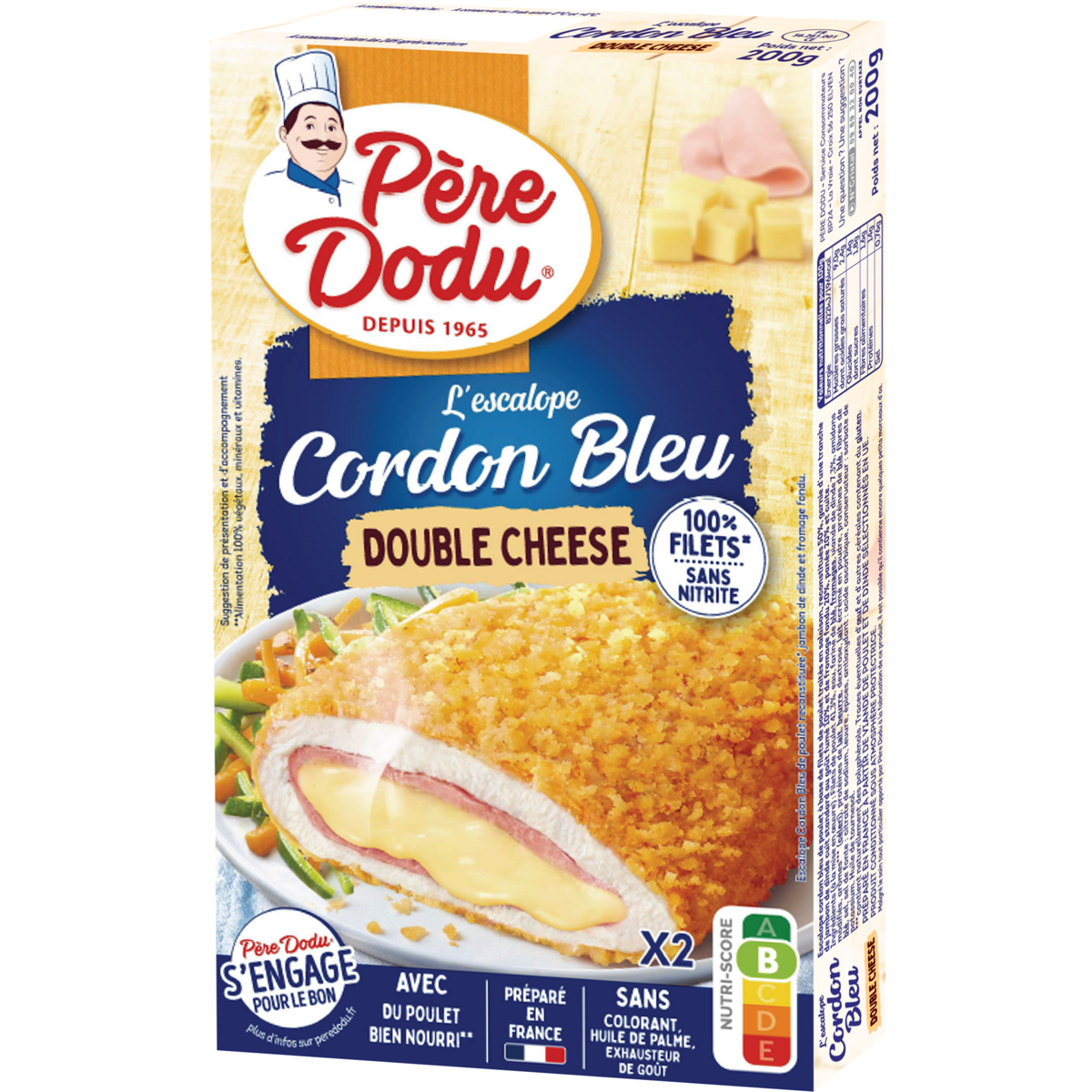 PERE DODU Escalope cordon bleu double cheese 2 pièces 200g pas cher ...