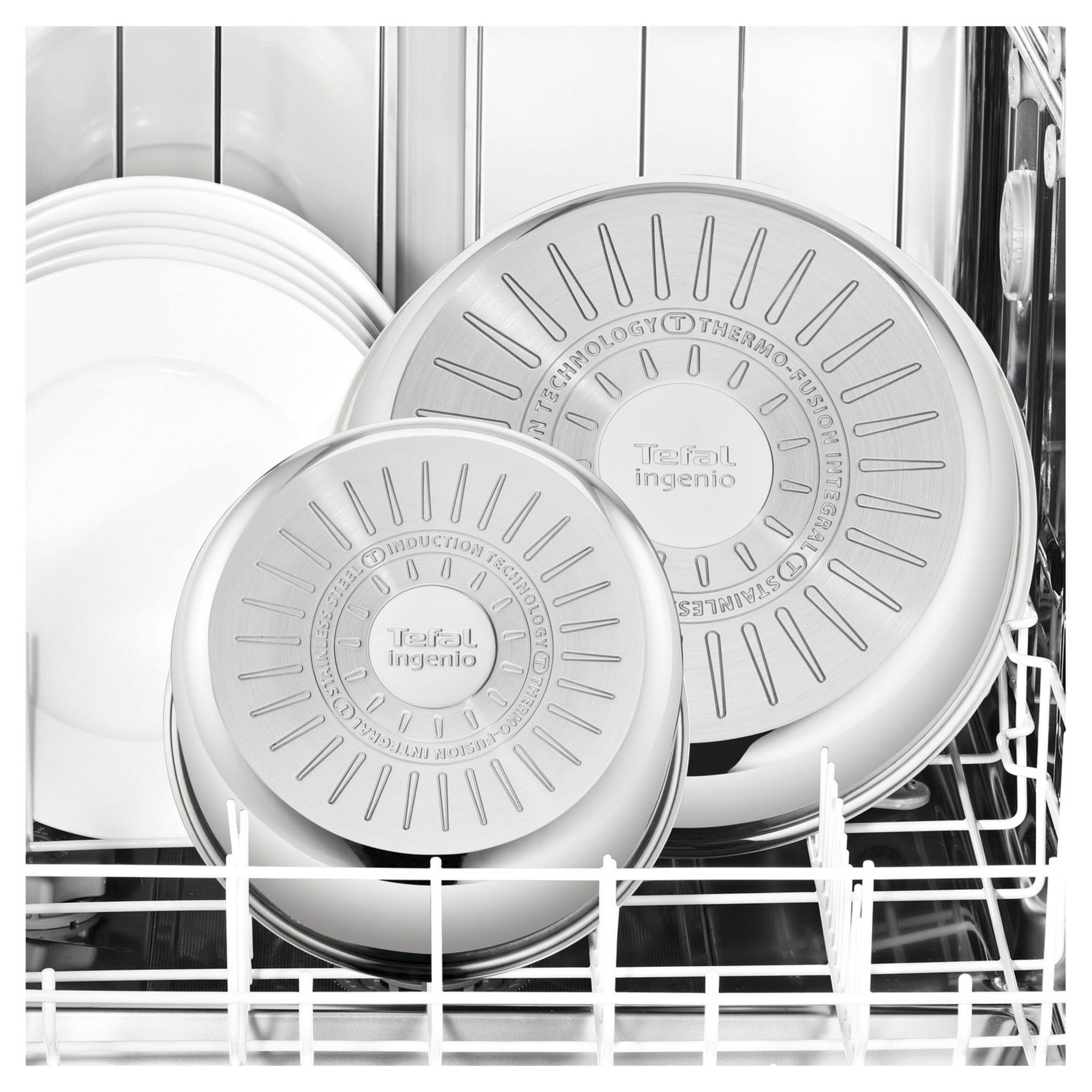 Voir la diapositive 3 : TEFAL Batterie de cuisine 10 pièces en inox INGENIO