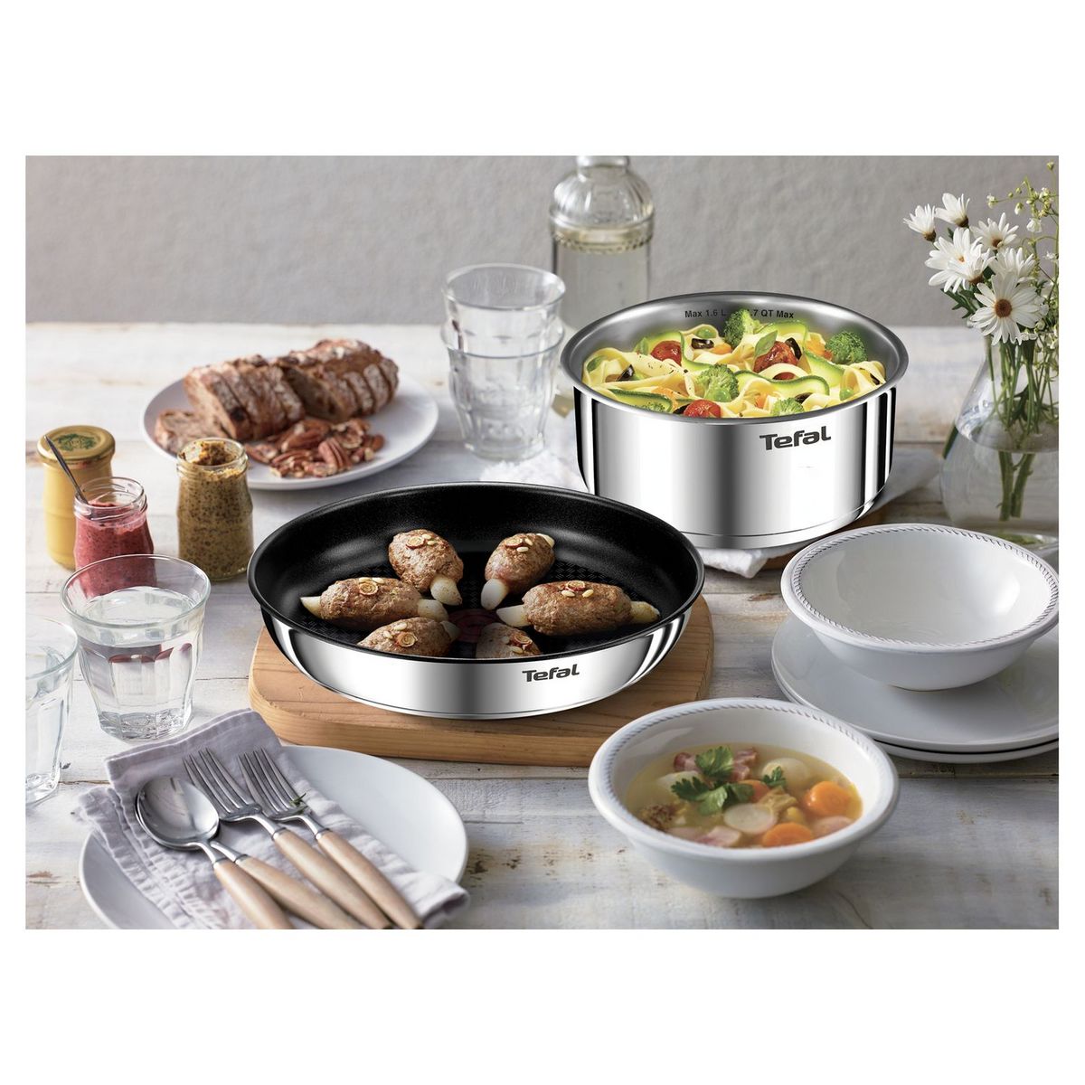 TEFAL Batterie de cuisine 10 pièces en inox INGENIO