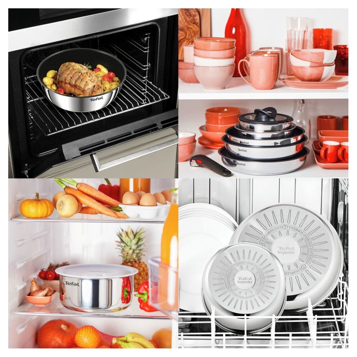 TEFAL Batterie de cuisine 10 pièces en inox INGENIO