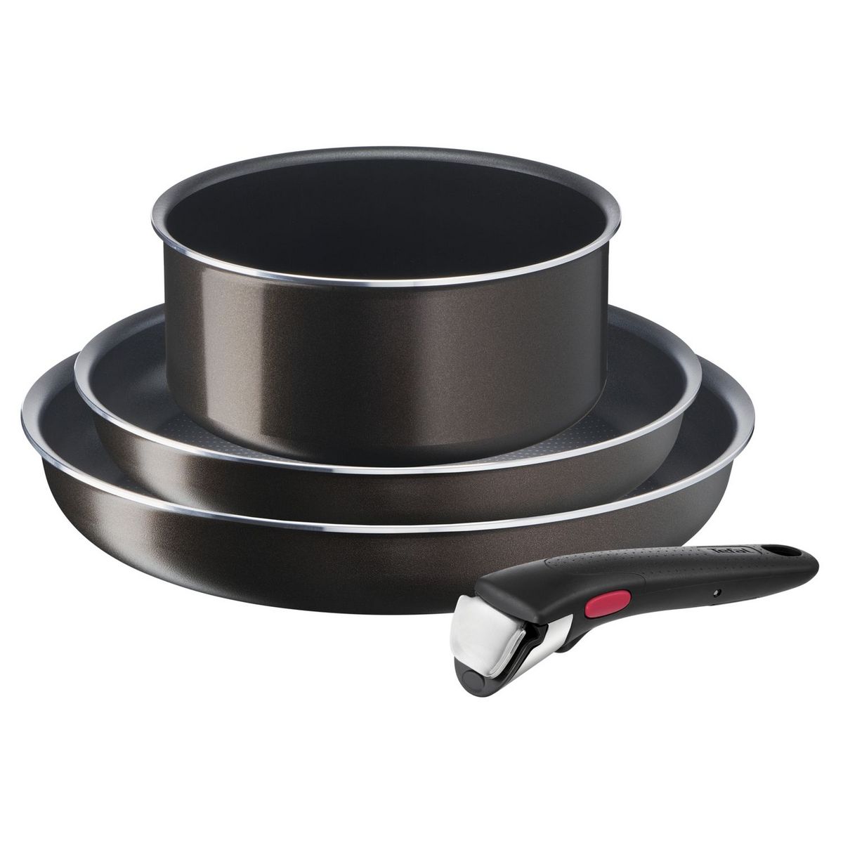 TEFAL Set 4 pièces alu TFSI easy plus ingenio Noir
