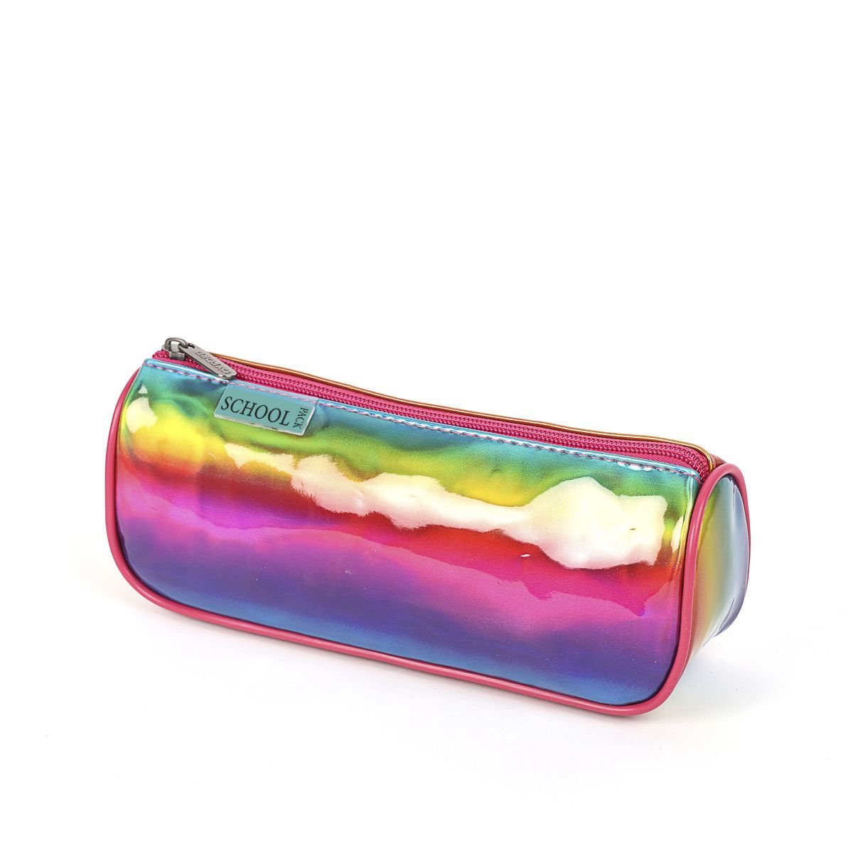SCHOOLPACK Trousse 1 compartiment triangle Arc-en-ciel PVC brillant