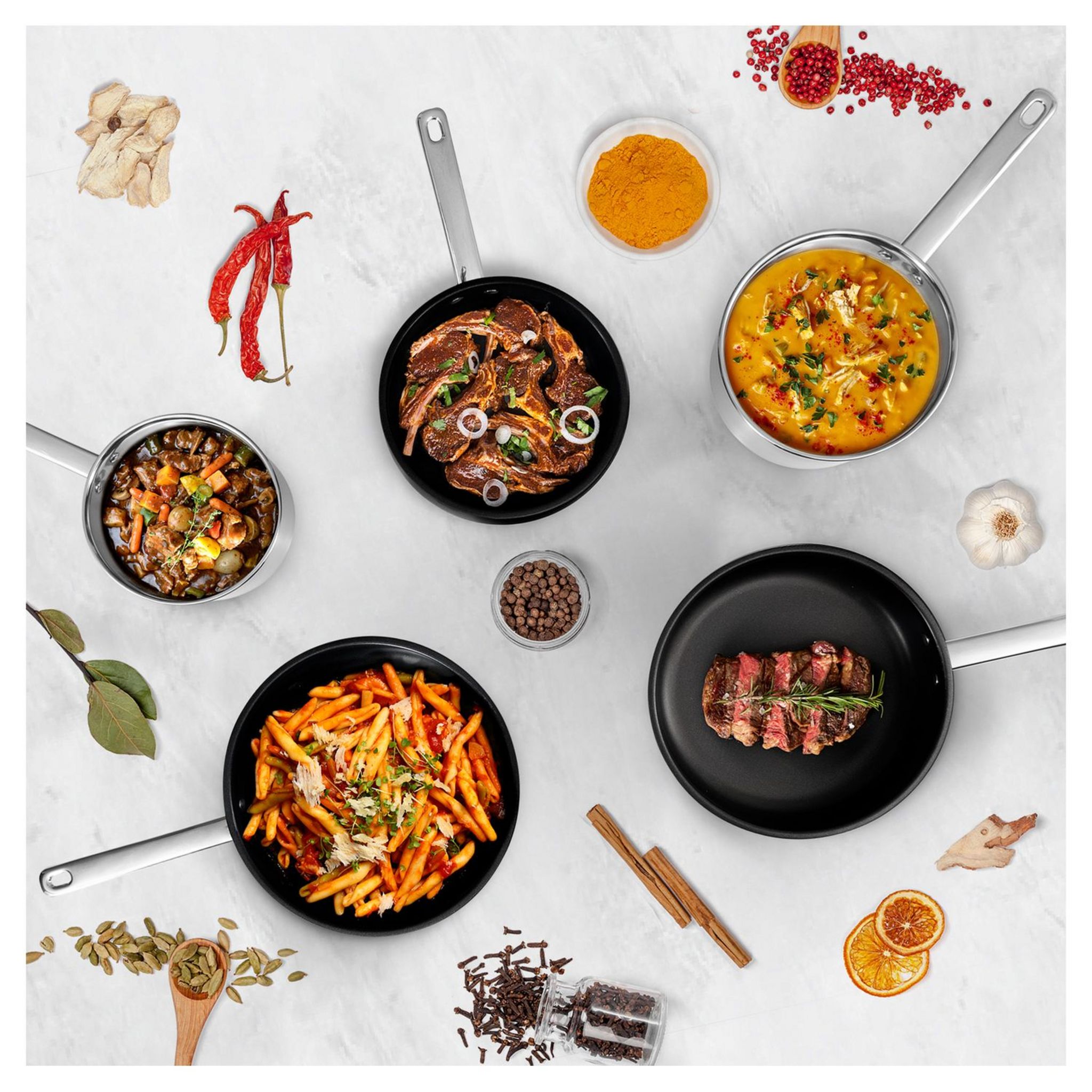 Voir la diapositive 2 : KITCHENCOOK Set de 5 pièces fixe TFI avec revêtement poêles