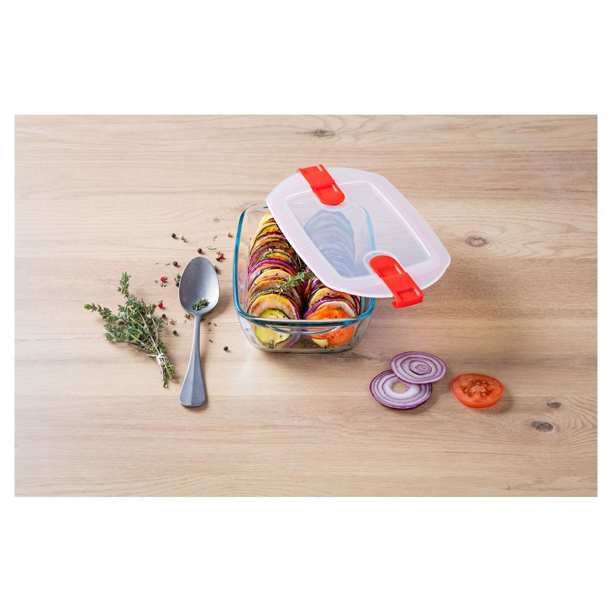 PYREX Plat rectangulaire couvercle plastique bout. vapeur 28 * 20 cm Pyrex Cook & Heat