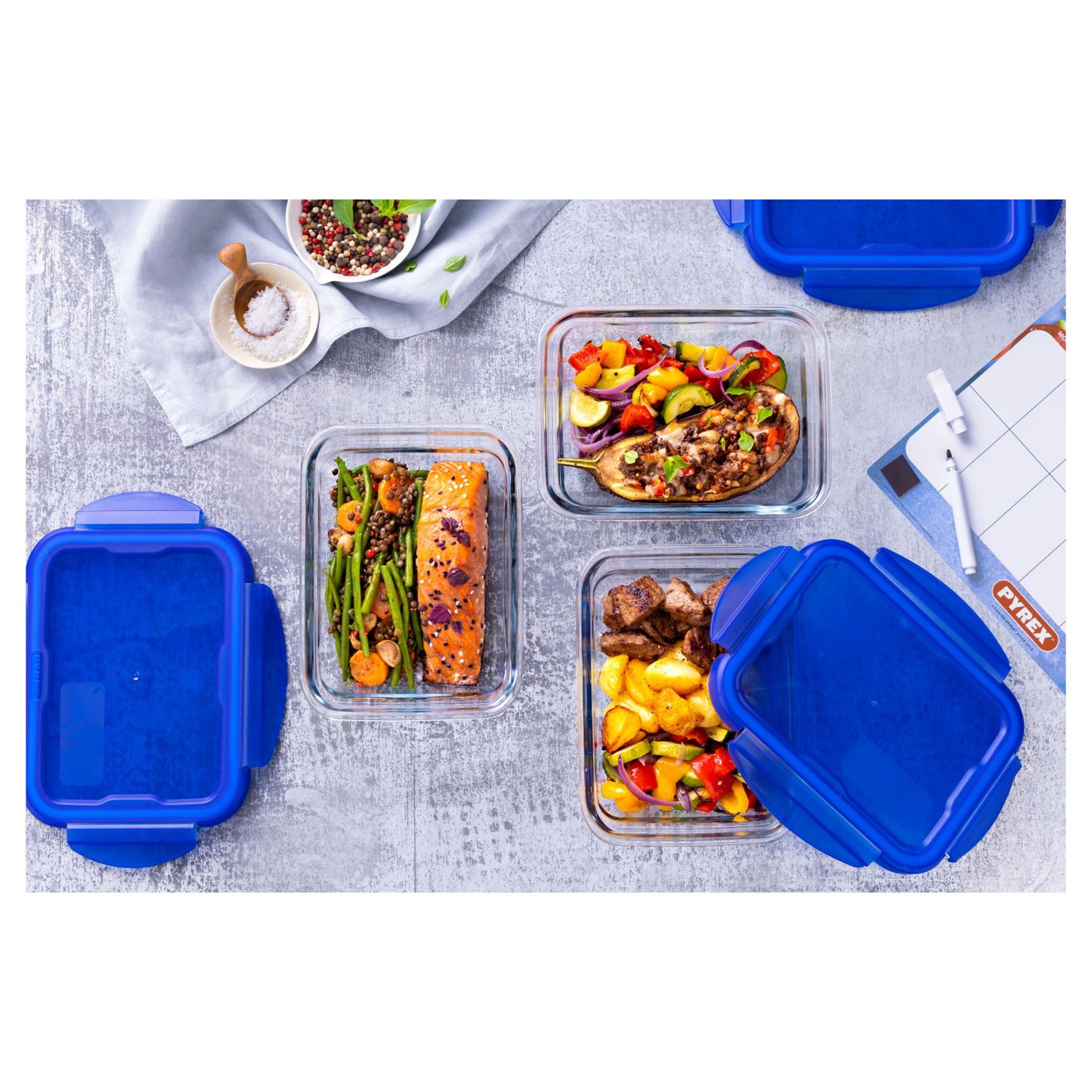 Voir la diapositive 2 : PYREX Lot de 3 boites en verre 0.8 L