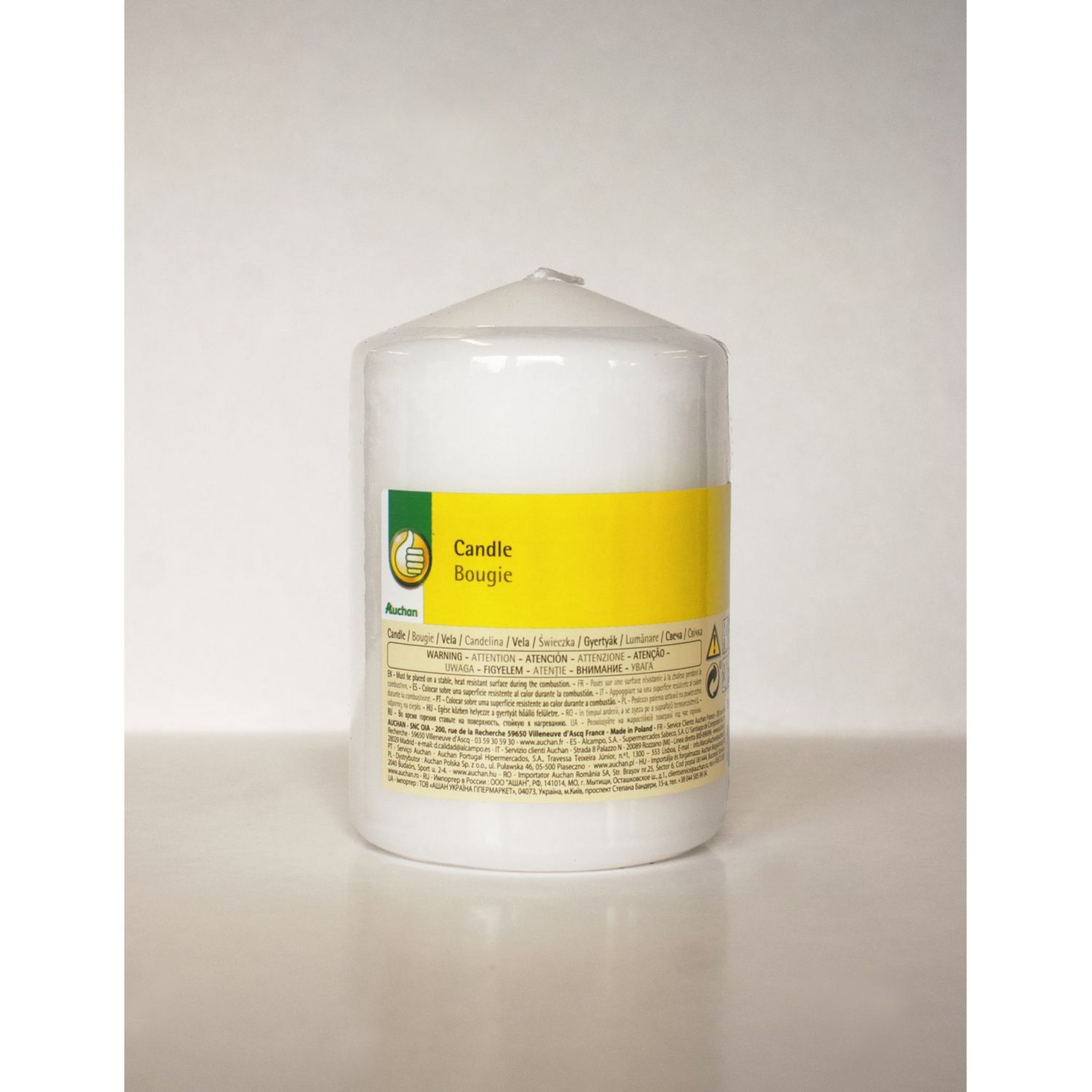 Voir la diapositive 2 : POUCE Bougie blanche cylindrique