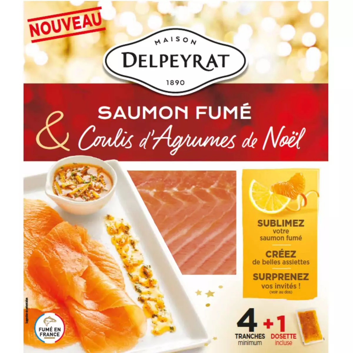 DELPEYRAT Saumon fumé & coulis d'agrumes de Noël 120g+40g