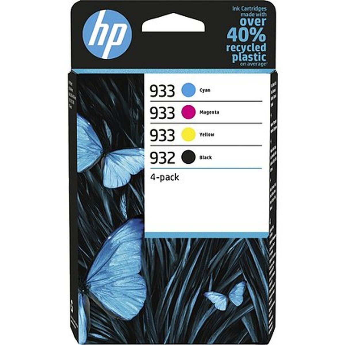 HP 932/933 Pack de 4 Cartouches d'encre Cyan, Magenta, Jaune et Noir Authentiques (6ZC71AE)