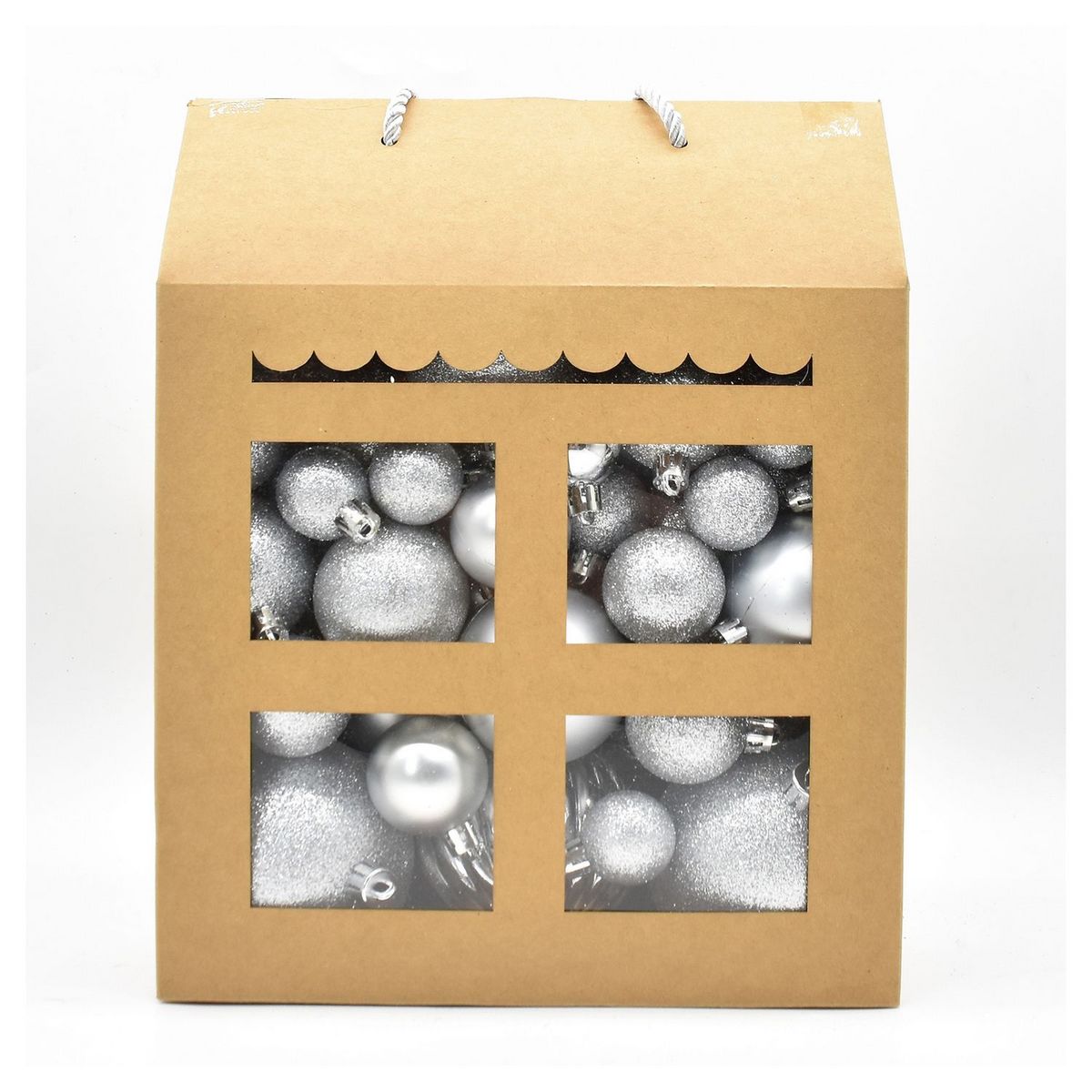 ACTUEL Coffret de boules en plastique - Argent