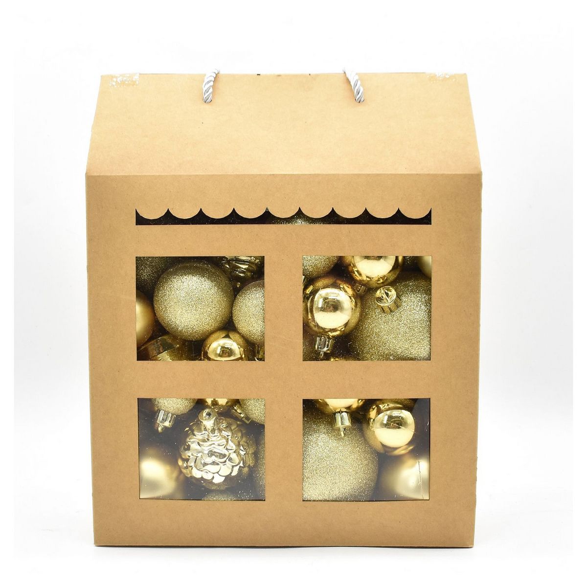 ACTUEL Coffret de boules en plastique - Or