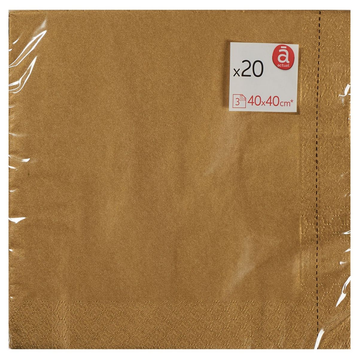 ACTUEL 20 Serviettes en papier 3 plis 40 cm - Or